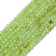 Natural Peridot Beads Strands, Faceted, Rondelle, Saucer Beads, 2x1.3~1.5mm, Hole: 0.5mm, about 254~284pcs/strand, 14.25~15.04 inch(36.2~38.2cm)(G-G106-B01-01)