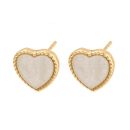Alloy Stud Earring, with Acrylic Finding, Heart, Light Gold, 10x10mm(EJEW-P269-26KCG)
