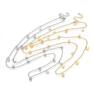 304 Stainless Steel Charms Necklaces, with Lobster Clasp, Flat Round, Golden & Stainless Steel Color, 28.35 inch(72cm), 2mm(NJEW-H497-11)