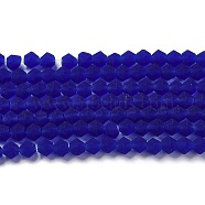 Imitate Austrian Crystal Frosted Glass Beads Strands, Grade AA, Faceted, Bicone, Dark Blue, 3.5~3.8x3mm, Hole: 0.8mm, about 113~115pcs/strand, 14.17~14.37 inch(36~36.5cm)(EGLA-A039-T3mm-MD06)