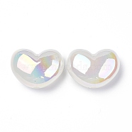 UV Plating Rainbow Iridescent Acrylic Beads, Heart, Clear AB, 16x21x10.5mm, Hole: 1.8mm(X-OACR-H015-02)