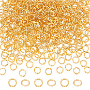 5 Bags Iron Jump Rings, Open Jump Rings, Textured Round Ring, Golden, 18 Gauge, 8x1mm, Inner Diameter: 6mm, 100pcs/bag(IFIN-UN0001-08)