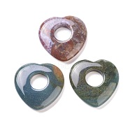 Natural Indian Agate Pendants, Heart, 39.5~41.5x40~41.5x7.5~8.5mm, Hole: 12~14.5mm(G-F708-04C)