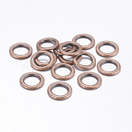 Alloy Linking Rings, Tibetan Style, Cadmium Free & Nickel Free & Lead Free, Red Copper Color, Size: about 14.5mm diameter, 2mm thick, hole: 10mm, 925pcs/1000g(TIBEP-EA499YKG-R-FF)