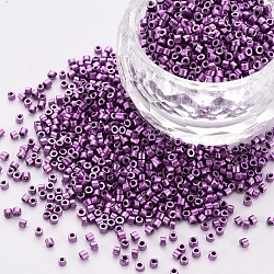 Glass Cylinder Beads, Seed Beads, Metallic Colours, Baking Paint, Round Hole, Medium Orchid, 1.5~2x1~2mm, Hole: 0.8mm, about 8000pcs/bag, about 1pound/bag(SEED-S047-B-013)