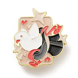 Enamel Pins, Light Gold Plated Alloy Brooch, Bird, 38x33x1.5mm(JEWB-I028-02B)