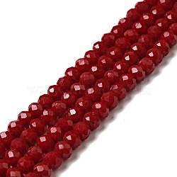 Imitation Jade Glass Bead Strands, Faceted, Rondelle, FireBrick, 6x4mm, Hole: 1mm, about 89pcs/strand, 15.6 inch(X-GLAA-F001-6x4mm-29)