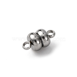 304 Stainless Steel Magnetic Clasps, with Loops, Rondelle, Stainless Steel Color, 11x6x1.8mm(STAS-A121-04P)