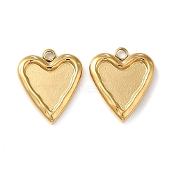 304 Stainless Steel Pendant Cabochon Settings For Enamel, Heart Charm, Real 18K Gold Plated, Tray: 9.5x8.5mm, 16x13.5x3mm, Hole: 1.8mm(STAS-Q252-15G)