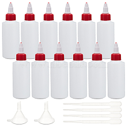 BENECREAT Plastic Glue Bottles, with Mini Transparent Plastic Funnel Hopper, 2ml Disposable Plastic Dropper, Red, 13.3x4.1cm, Capacity: 100ml(3.38 fl. oz), 18pcs/set(MRMJ-BC0002-77)