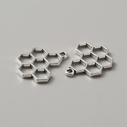 Tibetan Style Alloy Pendants, Hollow, Honeycomb Charms, Antique Silver, 21x17.5x2mm, Hole: 1.6mm(X-FIND-WH0135-21AS)