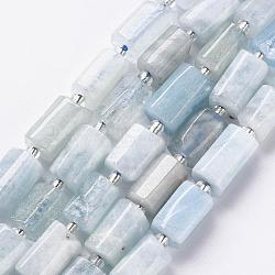 Natural Aquamarine Beads Strands, Faceted, Column, 8~11x6~8x5~7mm, Hole: 1mm, about 15~17pcs/strand, 7.28~7.48 inch(G-S345-8x11-005)
