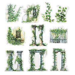 Waterproof PET Stickers Set, Decorative Stickers, Garden Landscaping Theme, Pillar, 62~78x45~65x0.1mm(DIY-Z035-03B)