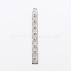 304 Stainless Steel Pendant Rhinestone Settings, Strip with Heart, Stainless Steel Color, 52x6x1.5mm, Hole: 2mm, Fit for 2mm Rhinestone(STAS-G172-62P)