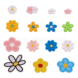 Biyun 30Pcs 15 Style Computerized Embroidery Cloth Iron on/Sew on Patches, Costume Accessories, Flower & Sunflower, Mixed Color, 20~73x28~72x1~2mm, 2pcs/style(DIY-BY0001-07)