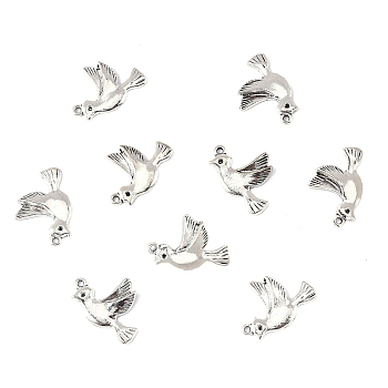 60Pcs Tibetan Styles Alloy Pendants, Lead Free and Cadmium Free, Bird, Antique Silver, 22x15x3mm, Hole: 1.5mm