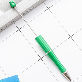 Plastic Beadable Pens, Shaft Black Ink Ballpoint Pen, for DIY Pen Decoration, Spring Green, 141x8x8mm