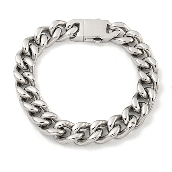 Non-Tarnish 201 Stainless Steel Cuban Link Chain Bracelets for Women and Men, Stainless Steel Color, 7-1/8 inch(18cm)