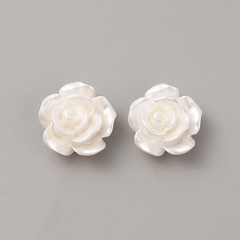 Plastic Cabochons, Flower, Floral White, 12x12x5.5mm