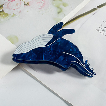 Cute Whale PVC Claw Hair Clips, DIY Hair Accessories, Prussian Blue, 48x78x35mm