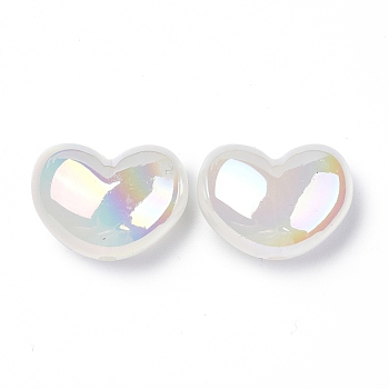 UV Plating Rainbow Iridescent Acrylic Beads, Heart, Clear AB, 16x21x10.5mm, Hole: 1.8mm