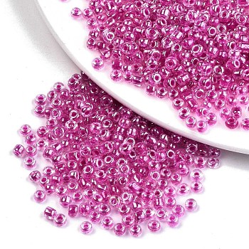 12/0 Glass Seed Beads, Transparent Inside Colours Luster, Round Hole, Round, Medium Violet Red, 12/0, 2~2.5x1.5~2mm, Hole: 0.8mm, about 3333pcs/50g