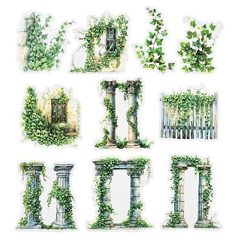 Waterproof PET Stickers Set, Decorative Stickers, Garden Landscaping Theme, Pillar, 62~78x45~65x0.1mm