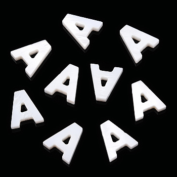 Natural Freshwater Shell Beads, Seashell Color, Initial Letter, Letter A, 10x9x2.5mm, Hole: 0.8mm