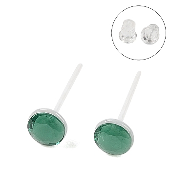 Hypoallergenic Bioceramics Zirconia Ceramic Stud Earrings, No Fading and Nickel Free, Green, 5.5mm