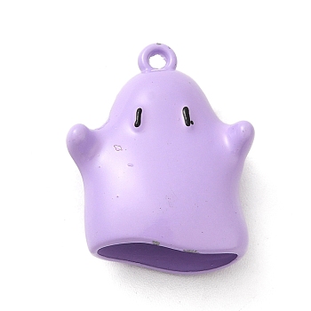 Halloween Spray Painted Alloy Pendants, with Enamel, Ghost Charm, Lilac, 22x17x8mm, Hole: 1.6mm