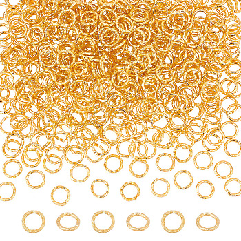 5 Bags Iron Jump Rings, Open Jump Rings, Textured Round Ring, Golden, 18 Gauge, 8x1mm, Inner Diameter: 6mm, 100pcs/bag
