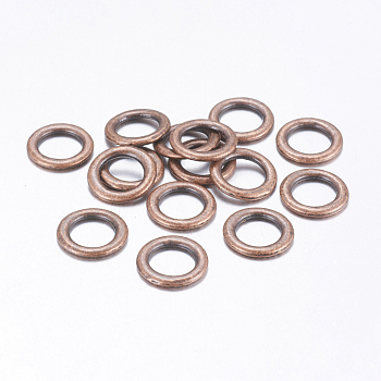 Alloy Linking Rings, Tibetan Style, Cadmium Free & Nickel Free & Lead Free, Red Copper Color, Size: about 14.5mm diameter, 2mm thick, hole: 10mm, 925pcs/1000g