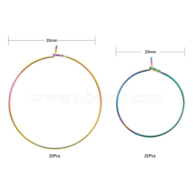40Pcs 2 Style Ion Plating(IP) 304 Stainless Steel Hoop Earrings Findings(STAS-LS0001-47MC)-3