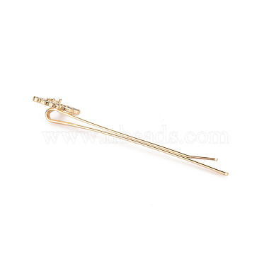 Brass Pave Clear Cubic Zirconia Hair Bobby Pin Findings(KK-S356-649-NF)-3