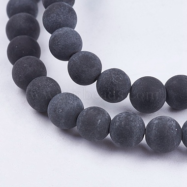 Brins noir de perles de pierre naturelle(X-G-R193-01-8mm)-3