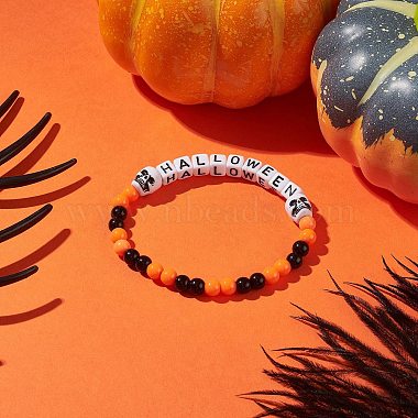 Bracelets extensibles en perles acryliques sur le thème d'halloween(BJEW-JB09193-02)-2