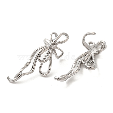 304 Stainless Steel Bowknot Cuff Earrings(EJEW-C113-02P)-2