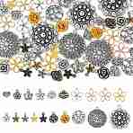 60Pcs 20 Styles Tibetan Style Alloy Pendants, Flower Charms, Mixed Color, 9~40x10~33x1~8.5mm, Hole: 1.2~3.5mm, 3pcs/style(FIND-FS0005-06)