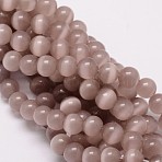 Cat Eye Bead Strands, Round, Rosy Brown, 10mm, Hole: 1.5mm, about 40pcs/strand, 15.5 inch(CE-M011-10mm-26)