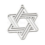201 Stainless Steel Pendants, Star of David Charms, Laser Cut, Stainless Steel Color, 33x27.5x1.5mm, Hole: 1.4mm(SA-CBA9671-23P)