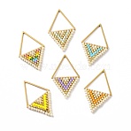 Handmade MIYUKI Japanese Seed Loom Pattern Seed Beads, Rhombus Pendants, Mixed Color, 30x18x1.5mm, Hole: 13x15mm(PALLOY-MZ00055)