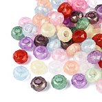 Transparent Acrylic European Beads, Rondelle, Large Hole Bead, with Glitter Powder, Faceted, Mixed Color, 13.5x8mm, Hole: 5.5mm, about 657pcs/500g(OACR-Q200-14)