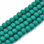 Handmade Polymer Clay Beads Strands, for DIY Jewelry Crafts Supplies, Round, Dark Cyan, 7x5.5mm, Hole: 1.6mm, about 69pcs/strand, 15.75 inch~16.14 inch(40~41cm)(CLAY-N008-053-05)