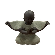 Ceramics Buddhist Monk Statue, for Home Office Feng Shui Ornament, Bisque, 135x55x95mm(PW-WG22790-02)