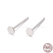 925 Sterling Silver Flat Pad Ear Stud Findings, Earring Posts, with 925 Stamp, Silver, 11.5x3mm, Pin: 0.7mm(STER-A003-103A)