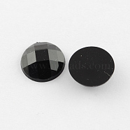 Acrylic Rhinestone Cabochons, Flat Back, Faceted, Half Round, Black, 14x5mm, about 500pcs/bag(GACR-R002-14mm-15)
