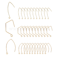 36Pcs 3 Style Brass Earring Hooks, with Horizontal Loops, Real 18K Gold Plated, 32.5~39.5x15~24x0.8mm, Hole: 1.8~2mm, 20 Gauge, Pin: 0.8mm, 12Pcs/style(KK-FH0004-81)