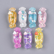 Resin Decoden Cabochons, with Shell Chip, Candy, Imitation Food, Mixed Color, 36x13x10mm(CRES-T010-50)