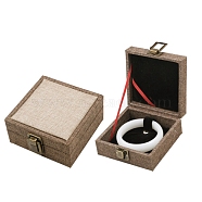 Linen Single Bracelet Gift Boxes, Square, Wheat, 11x11x5.3cm(PW-WG69404-02)