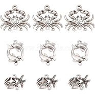 Tibetan Style Alloy Pendants, Flat Round with Octopus, Thailand Sterling Silver Plated, 23.5x21x2mm, Hole: 2mm, 20pcs/box(TIBEP-BC0001-03)
